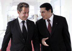 Nicolas Sarkozy en compagnie de son homologue tunisien Zine el Abidine Ben Ali