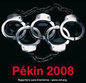Affiche de campagne contre les jeux olympiques de Pékin menée par Reporters sans frontières
