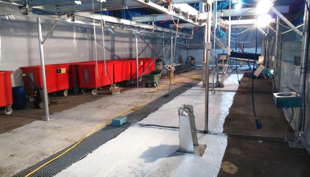 L'abattoir temporaire mis en place par la mosquée de Montreynaud à Saint-Etienne (Loire).