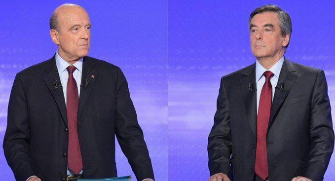 Alain Juppé et François Fillon, les deux finalistes de la primaire de la droite. © AFP