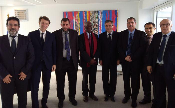 François Fillon et François Baroin à la rencontre de représentants du Conseil français du culte musulman (CFCM) mardi 11 avril. © DR