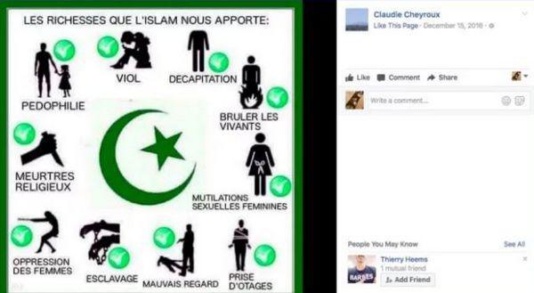 Le partage de Claudie Cheyroux, candidate du FN aux législatives dans les Pyrénées-Atlantiques.