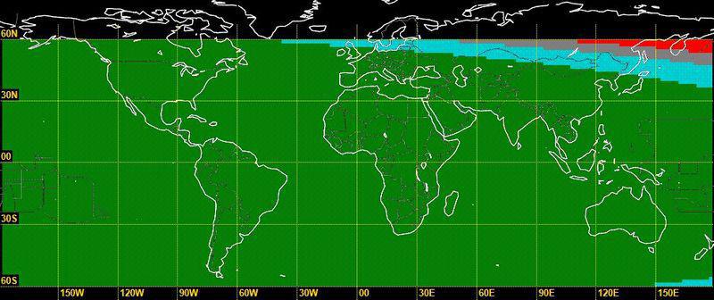 La carte de visibilité du croissant lunaire en date du dimanche 25 juin 2017 afin de déterminer le début du mois de Chawwal 1438/2017. © Omega Hilal Sighting / Fawzi Kayali
