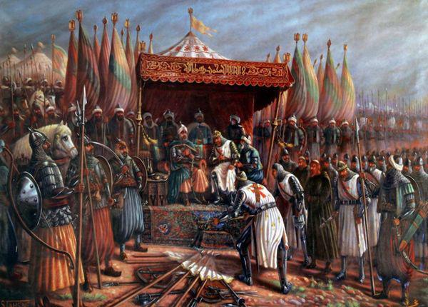 Saladin and Guy of Lusignan after Battle of Hattin - Said Tahsine (1904-1985 Syria)