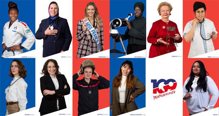 Elles sont 109 femmes représentant la France et sa diversité à figurer au cœur d’une exposition inaugurée jeudi 4 sur le parvis du Panthéon, à Paris, par Marlène Schiappa. © « 109 Mariannes » / Photomontage Saphirnews.com