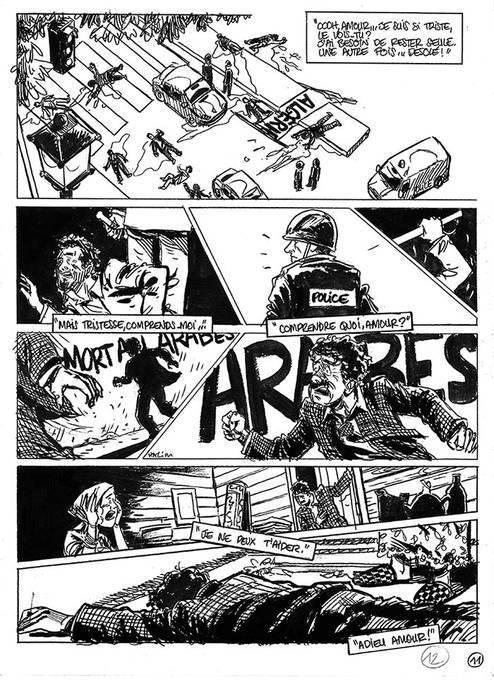Halim Mahmoudi, Un monde libre, Des ronds dans l'O, planche 10, 2013 (date de première parution). Crayon, feutre et encre sur papier. (Musée de l'histoire et des cultures de l'immigration.)