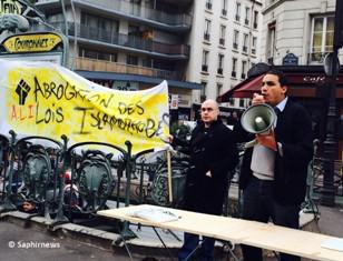 Au rassemblement du collectif Abrogation des Lois Islamophobes, à Couronnes.