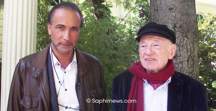 Tariq Ramadan et Edgar Morin, auteurs du livre « Au péril des idées » (Presses du Châtelet), sorti en mars 2014.