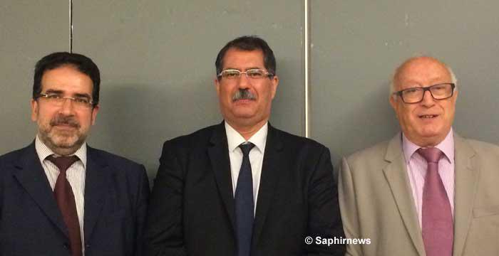 Durant son mandat 2015-2017, le nouveau bureau du Conseil français du culte musulman espère redorer le blason de l'institution. De g. à dr. : Taoufiq Sebti, vice-président ; Anouar Kbibech, président ; Abdallah Zekri, secrétaire général. (Photo : © Saphirnews)