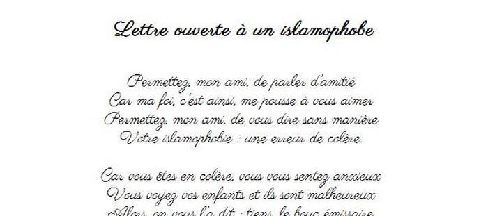 Lettre ouverte à un islamophobe