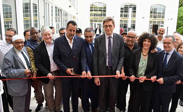 Le maire de Nancy Matthieu Klein (au centre), avec le président de la mosquée Aziz Berehil (à gauche).