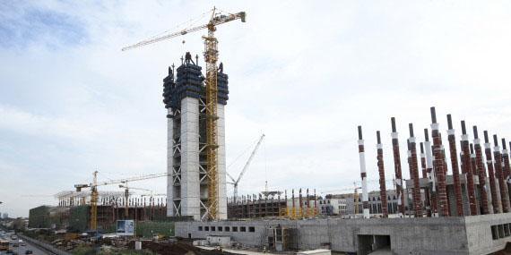 Le chantier de la Grande Mosquée d'Alger.