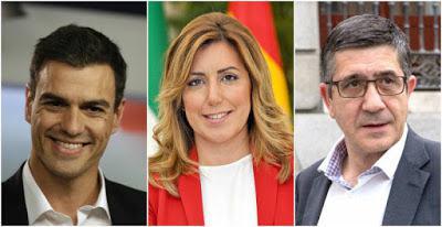 Susana, Patxi y Pedro Sánchez, tres ruedas para un carro roto