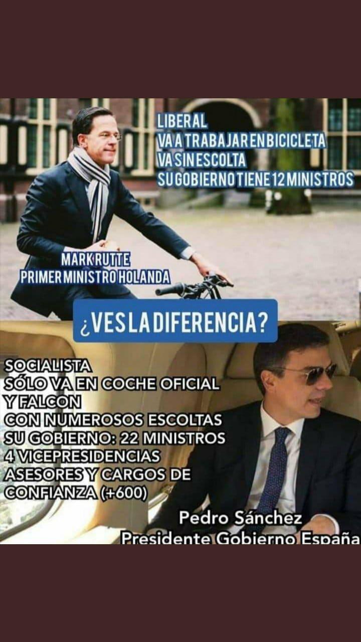 La luz frente a las tinieblas, el ejemplo frente al abuso, el rigor se enfrenta al despilfarro. Imagen que circula por las redes en España, que compara al holandés con el español.