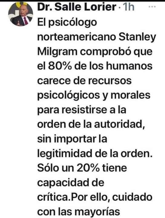 Resistir te hace grande y te asemeja a Dios. Los de Voto en Blanco estamos en el 20 por ciento de la población que se enfrenta a la maldad