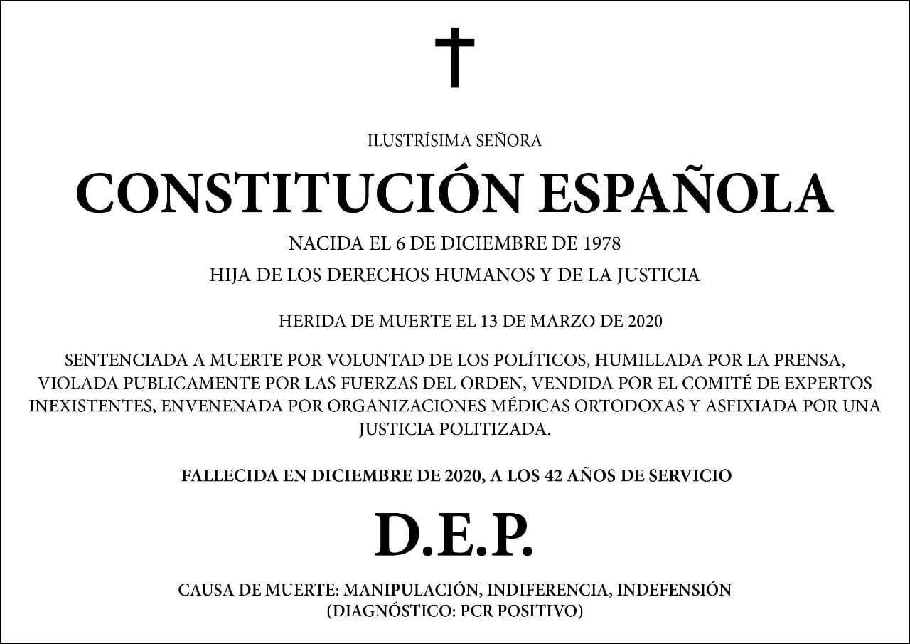 Uno de los muchos mensajes que circulan por las redes españolas denunciando las violaciones de la Constitución por parte de los partidos y sus políticos