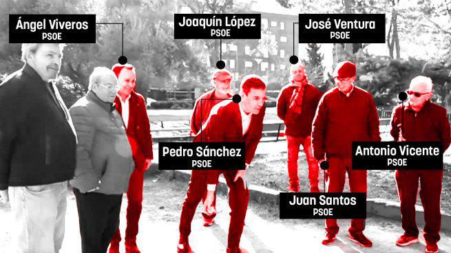 Imagen publicada por OK Diario sobre la mentira del sanchismo, que no juega con pensionistas del pueblo, sino con cargos del PSOE utilizados como comparsa de la falsedad propagandística