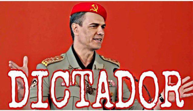 Una de las miles de imágenes antisanchistas creadas y difundidas por la resistencia española contra la creciente dictadura. 