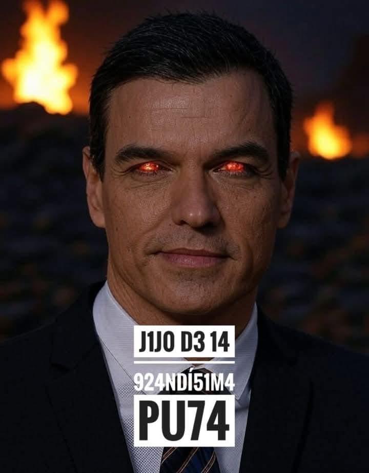 Una de las muchas imágenes que circulan por las redes reflejando a un Pedro Sánchez satanico, enemigo de España. 