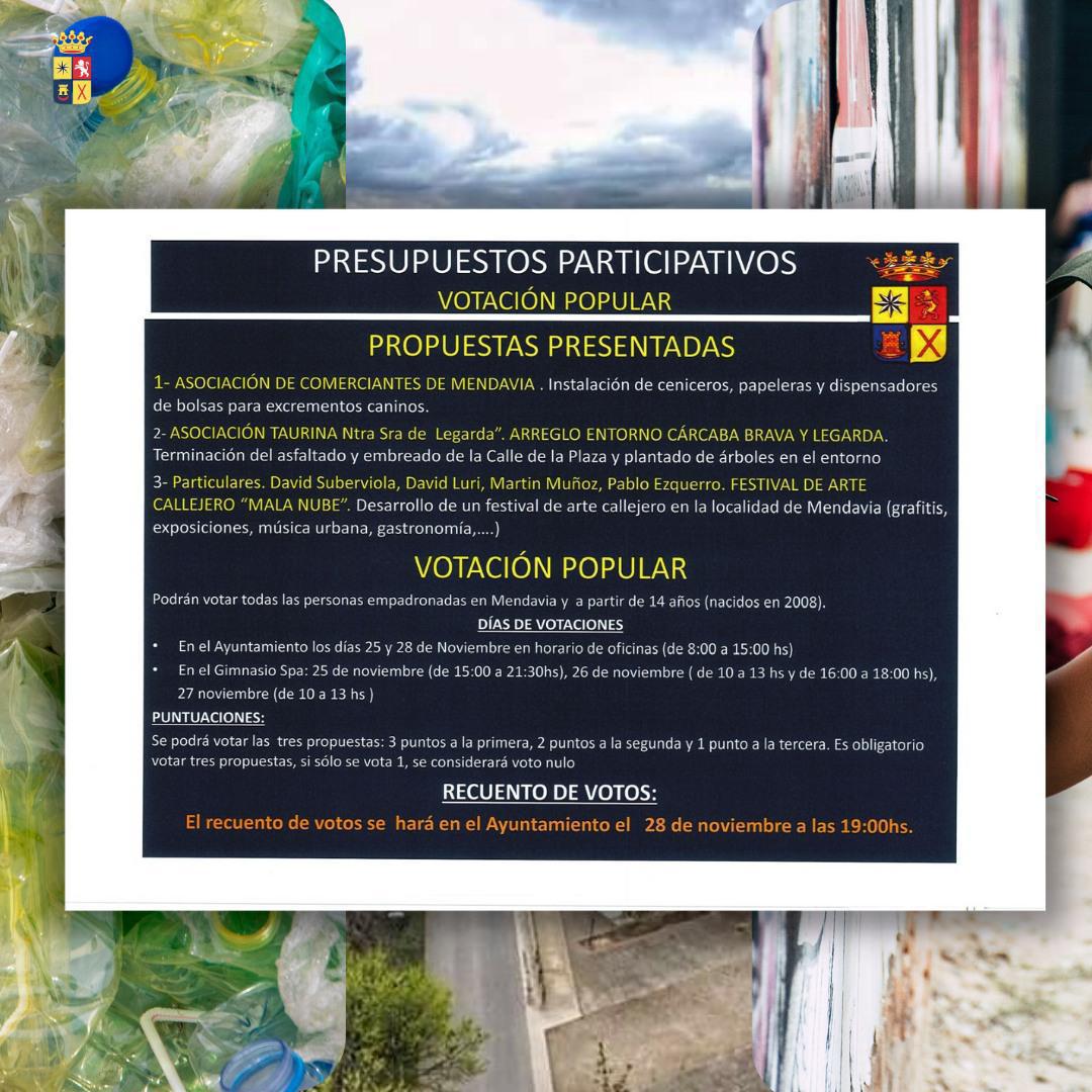 3️⃣ PROYECTOS PARA LOS PRESUPUESTOS PARTICIPATIVOS DE MENDAVIA 👥
