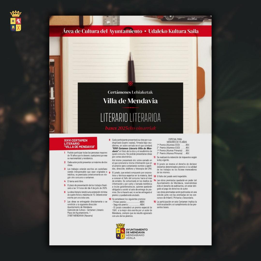 📚 XXVI CERTAMEN LITERARIO “VILLA DE MENDAVIA” ✍️