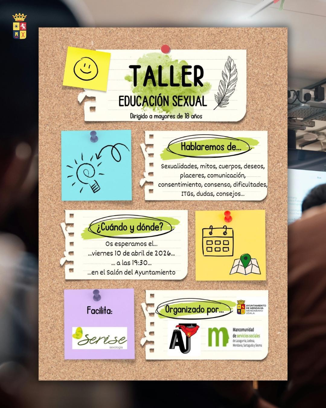 🗣️📋 NUEVO TALLER DE EDUCACIÓN SEXUAL EN MENDAVIA 🗣️📋