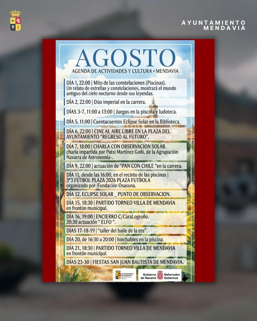 🌟 🎯 ACTIVIDADES EN MENDAVIA: AGENDA AGOSTO 🎯🌟