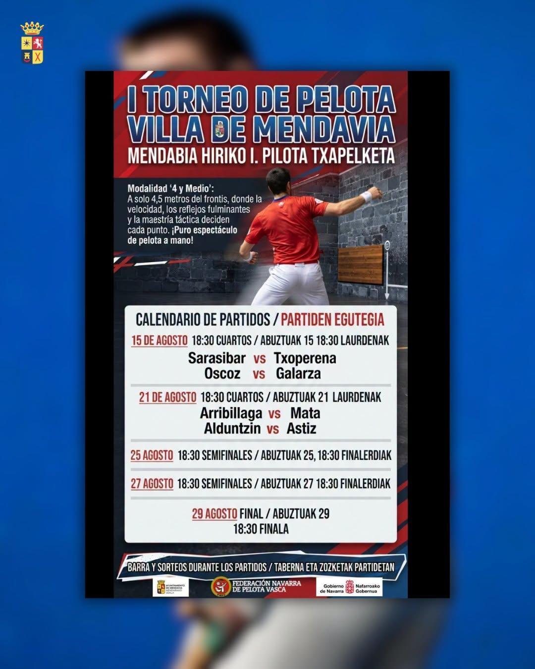 ⚾👋🏻🔴 AGENDA DEPORTIVA: I TORNEO DE PELOTA VILLA DE MENDAVIA ⚾👋🏻🔵