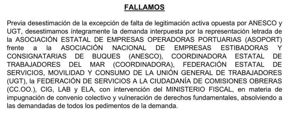 La Audiencia Nacional ratifica el 100% del V Acuerdo Marco de la Estiba La Audiencia Nacional ratifica el 100% del V Acuerdo Marco de la Estiba