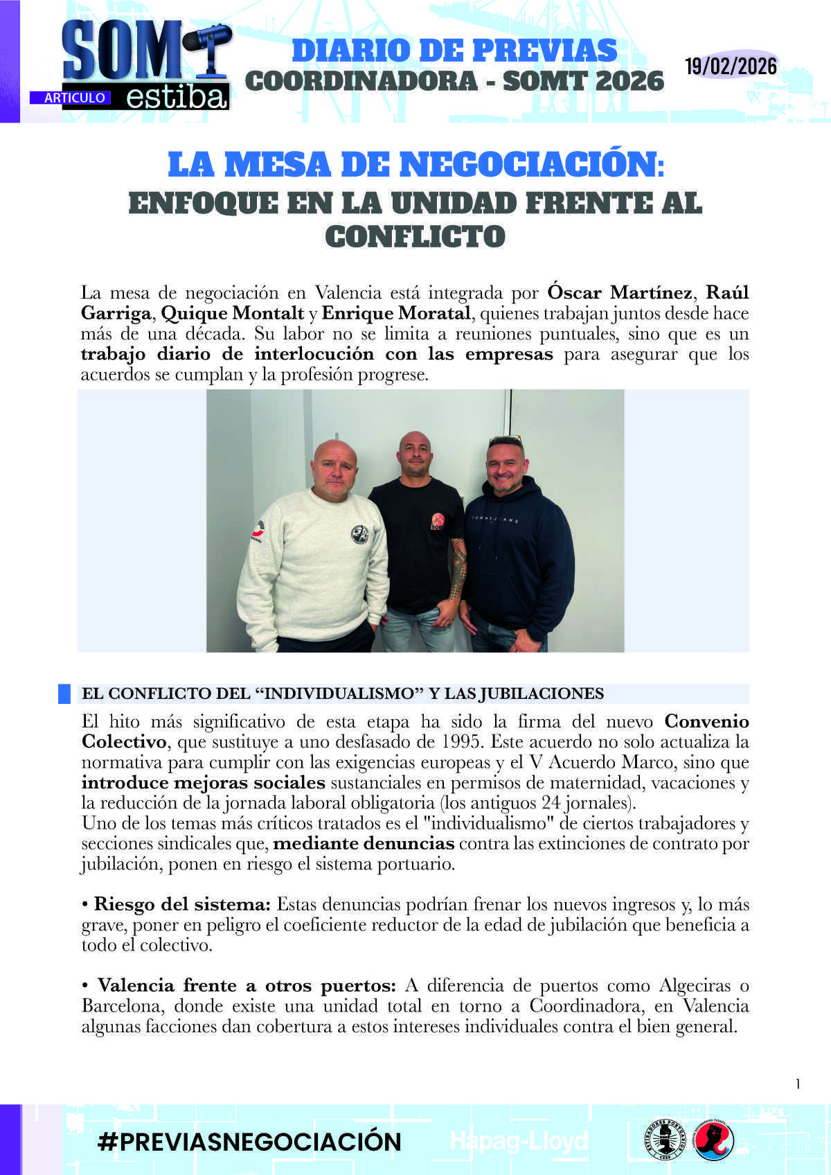 14.- Previas. Mesa de negociación