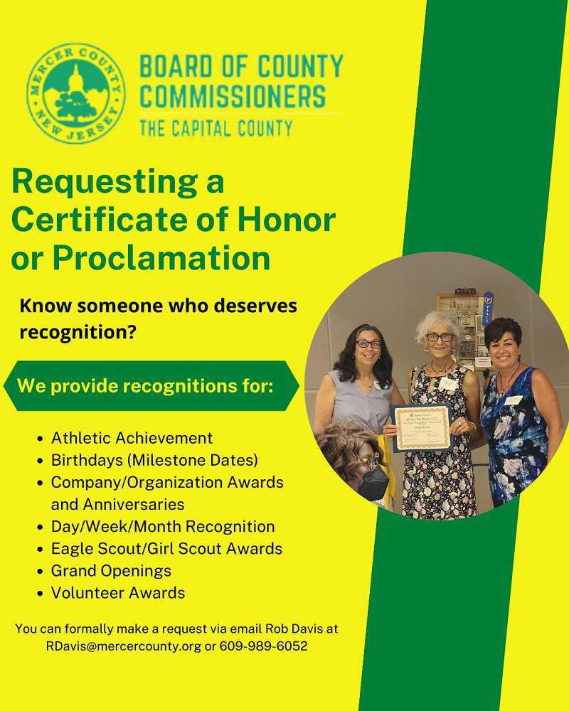 Request A Certificate of Honor or Proclamation