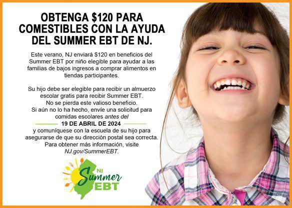 $120 por niño en edad escolar a través del nuevo programa Summer EBT! $120 por niño en edad escolar a través del nuevo programa Summer EBT!