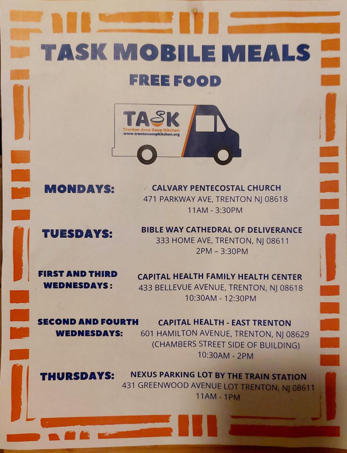 FREE MEALS - Trenton Area Dinning /TASK