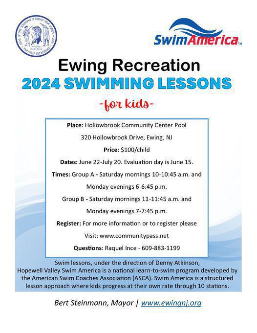 2024 Swimming Lessons - Ewing NJ
