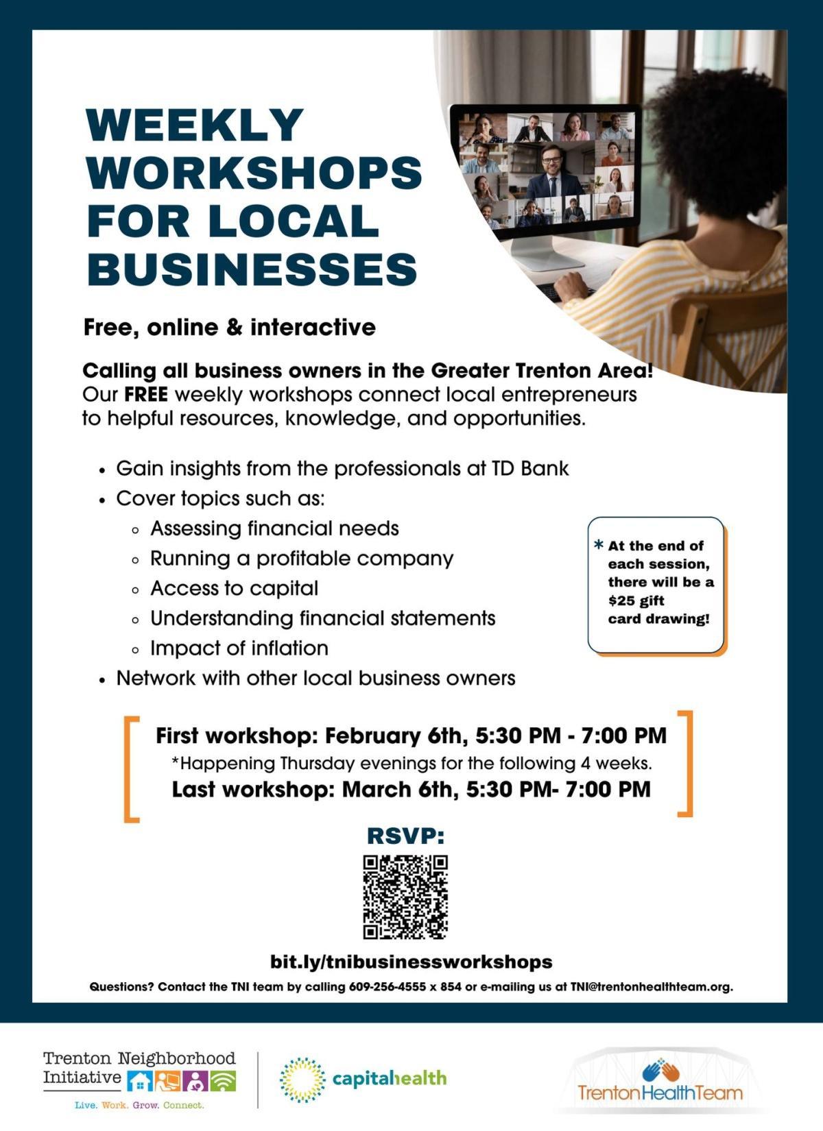 (Virtual) Weekly Workshops for Local Businesses (Thursdays Feb. 6 to Mar. 6th)