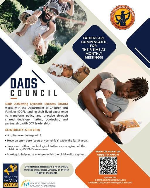 #TeamDCF’s DADS Council - Are you a dad who has lived experience with NJ's child welfare system? #TeamDCF’s DADS Council - Are you a dad who has lived experience with NJ's child welfare system?