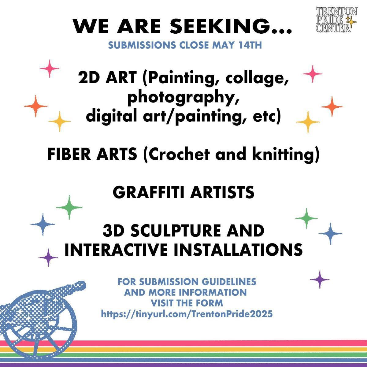 Trenton Pride Center is seeking talented artists to showcase their creativity!