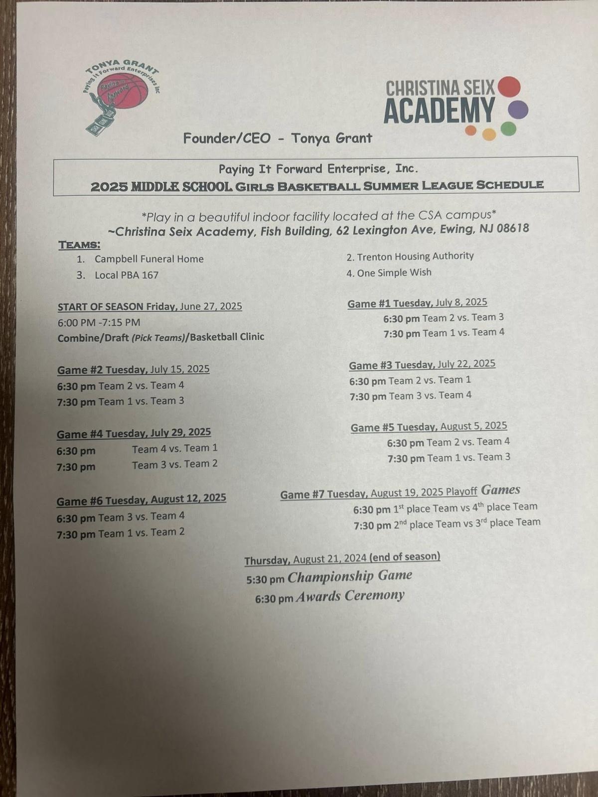 PIFE Girls Summer Basketball League /Tonya Grant