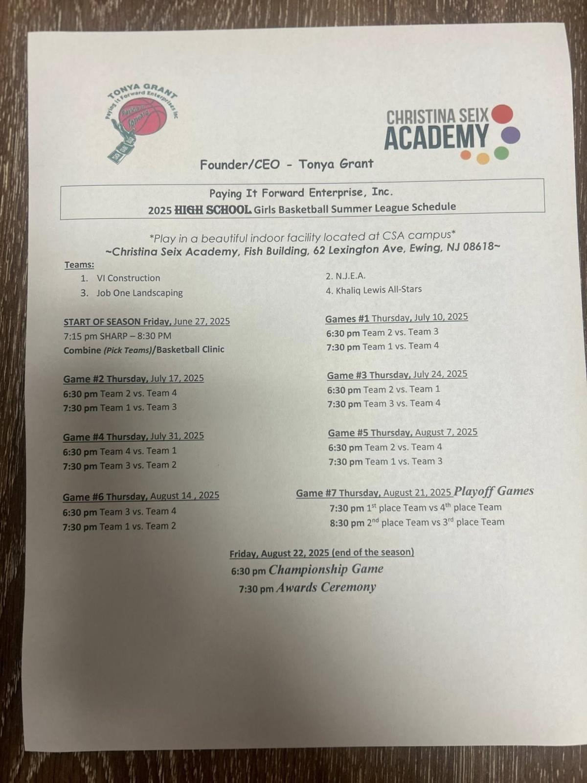 PIFE Girls Summer Basketball League /Tonya Grant
