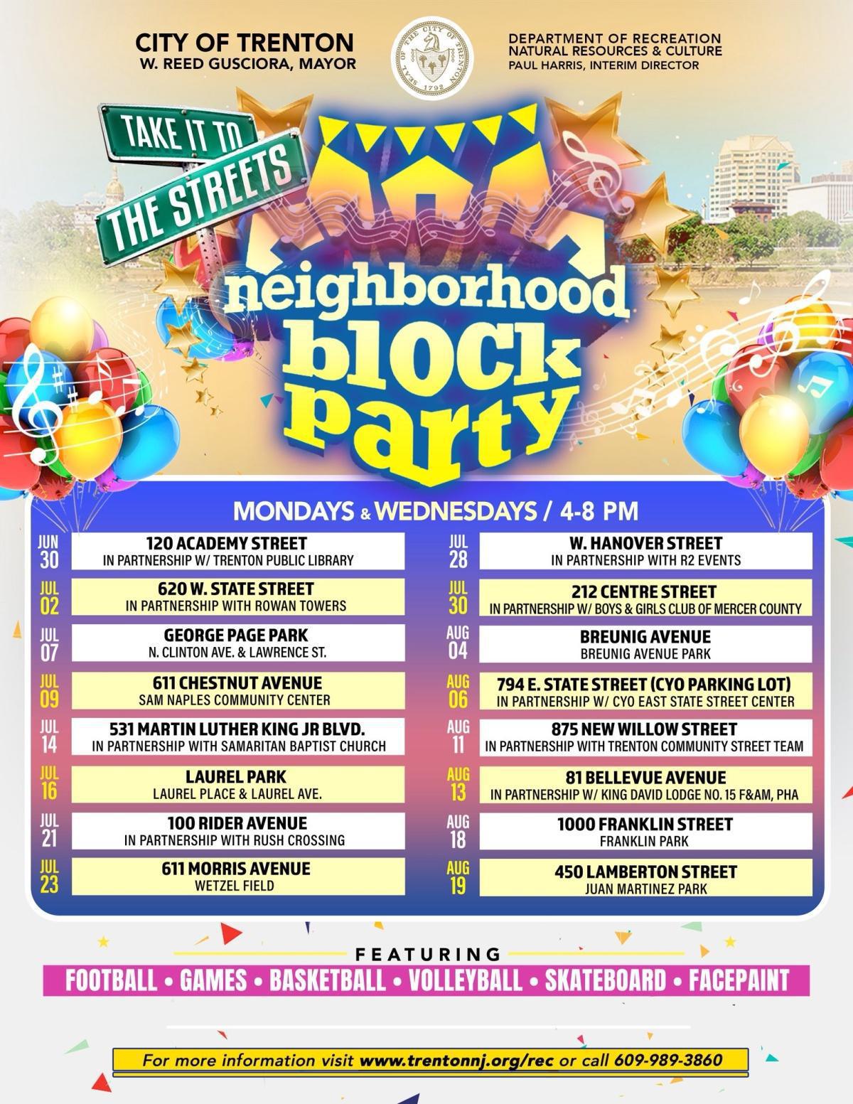 Neighborhood Block Party ( Mondays & Wednesdays 4-8pm)
