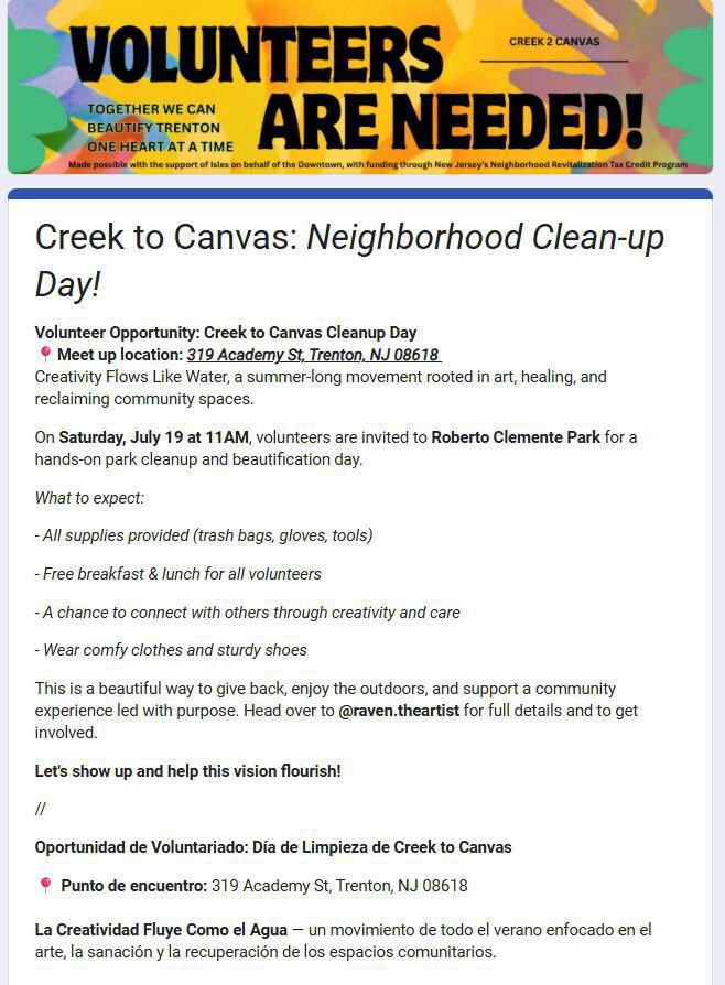 Creek to Canvas: Neighborhood Clean-up Day! Creek to Canvas: Neighborhood Clean-up Day!