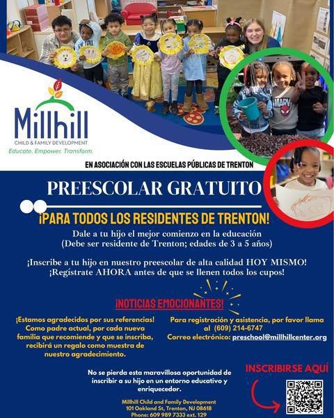 Now Enrolling for FREE Preschool at Millhill!