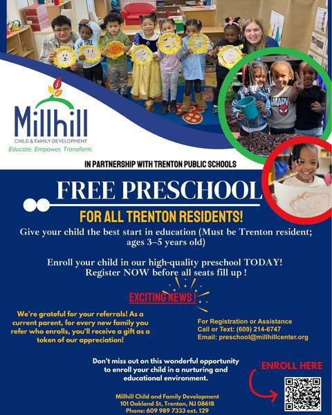 Now Enrolling for FREE Preschool at Millhill!