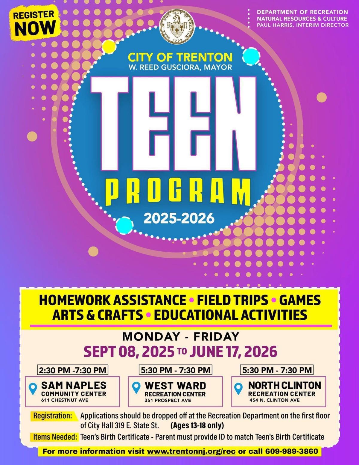 Teen Program (Sept 8 - June 17, 2026 )