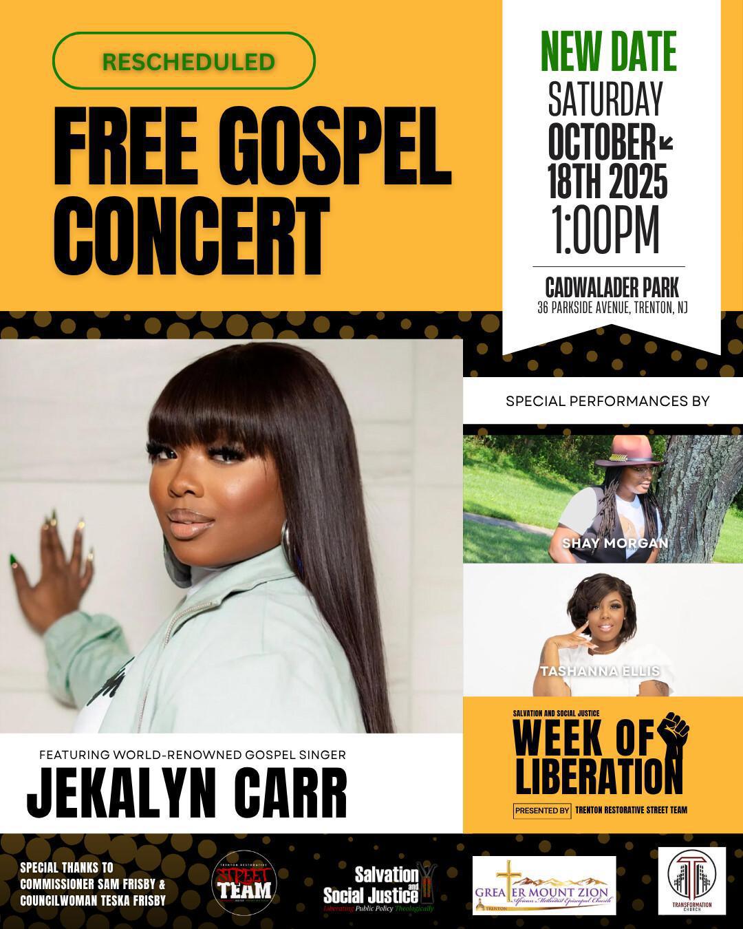FREE Gospel Concert (w/Jekalyn Carr, World Renowned Gospel Singer)