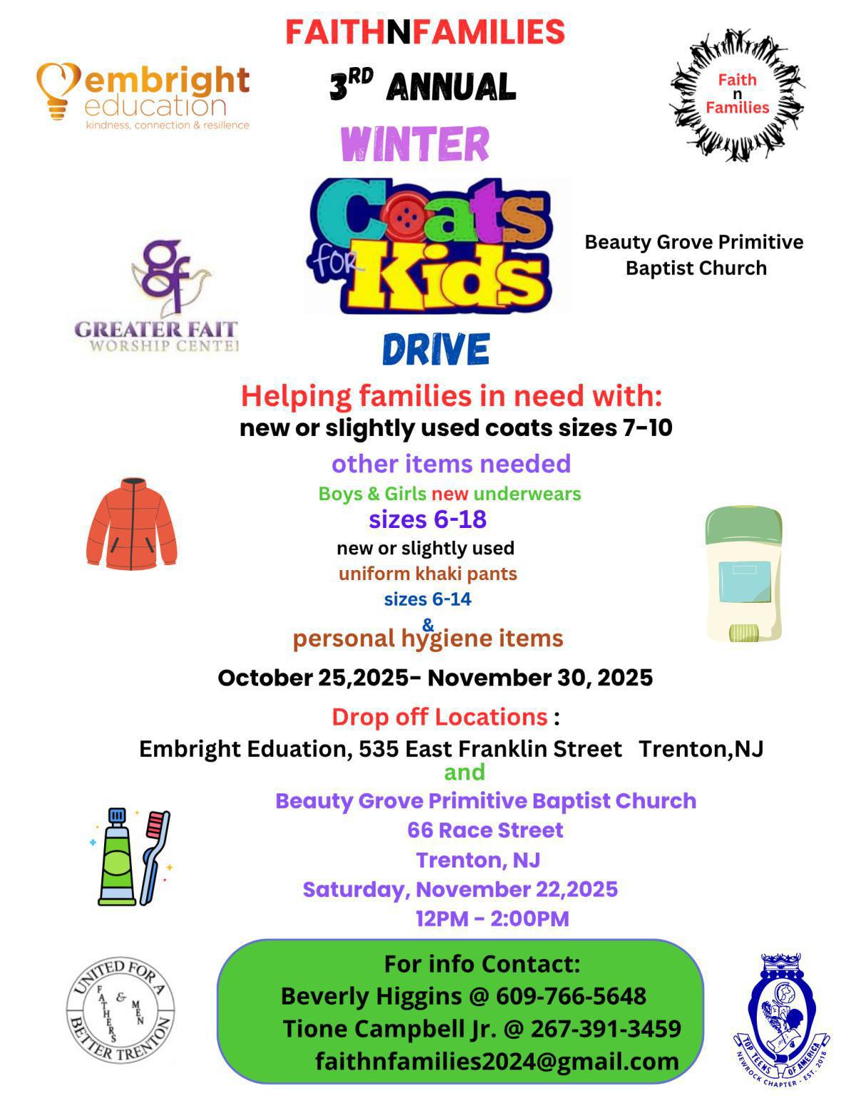 3rd Annual Winter COATS for KIDS Drive (Oct 25th - Nov 30th)