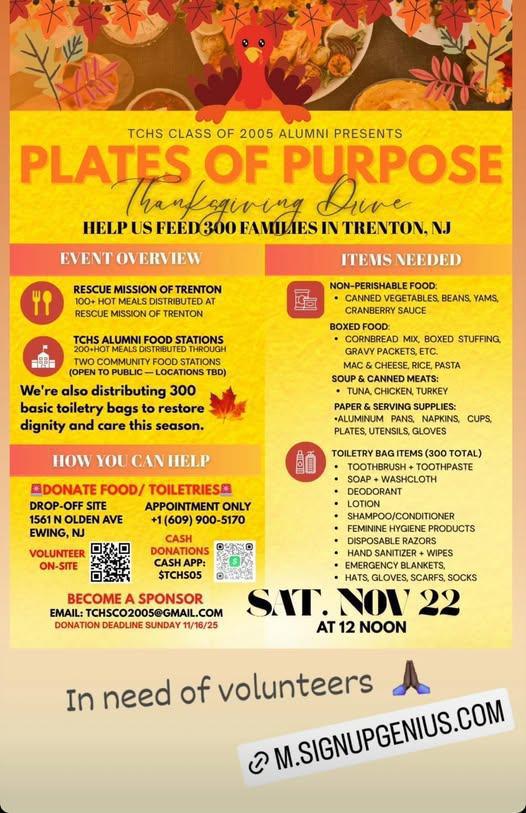 Plates of Purpose - Thanksgiving Drive ( Help us Feed 300 Families in Trenton, NJ )