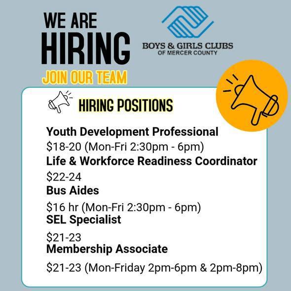 Join our Team TODAY! - Boys & Girls Clubs of Mercer County