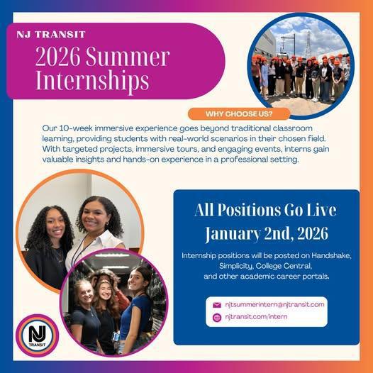 NJ TRANSIT Summer 2026 Internship Program NJ TRANSIT Summer 2026 Internship Program