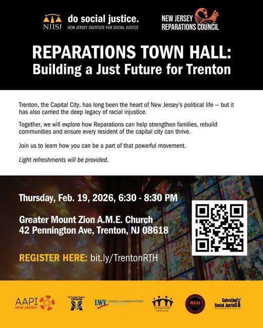 Reparations Town Hall: Building a Just Future for Trenton ( Please Register )